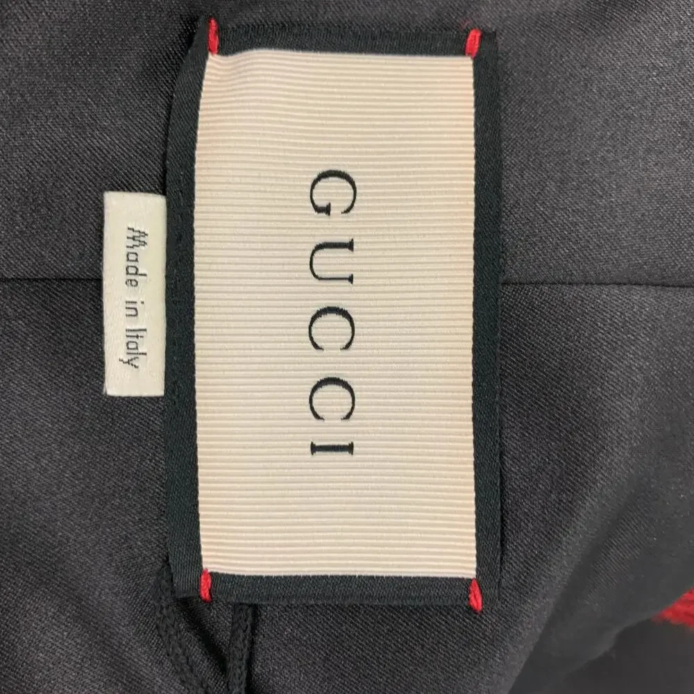 GUCCI FW 16 Size 40 Red Black Plaid Wool Blend Notch Lapel Coat